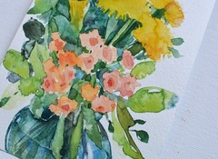Original Watercolor Painting Floral Painting Meadow Flowers Art 7″x5″ Floral