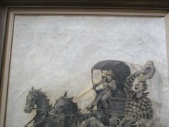 ANTIQUE OIL PAINTING ILLUSTRATION ART 1910’S WESTERN WAGON HORSE COWBOY ART OLD