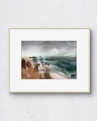 Lake Study No.1 7×5 Watercolor Painting Chicago Landscape Fine Art Wall Decor