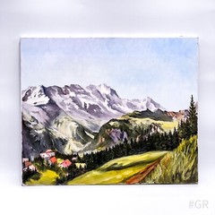 Vintage Oil Landscape Painting on Canvas, Framed, Haug 2000 (50 x 59 cm)