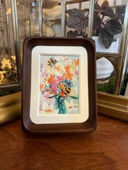 Abstract Floral Original Miniature Oil Painting R.Machan 2.5″x3.5″ ATC ACEO
