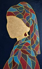 Original Oil Painting Canvas Wall Art Contemporary Abstract Figure Face Earring