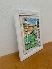 French Riviera Oil Painting on Painting Board Original Summer Landscape Painting