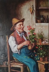 „The Gardener“ by Henri AFTER Hermann Kern (1838 – 1912) 36×24 Orig. Oil/Canvas