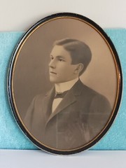 Antique Portrait Handsome Young Man c. 1900 crayon photo 17 x 21″