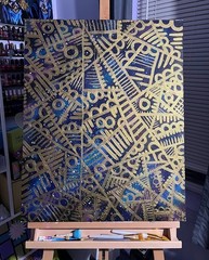 painting 24x30in on canvas abstrac handpainted Golden Multiverse foreverlovedlex