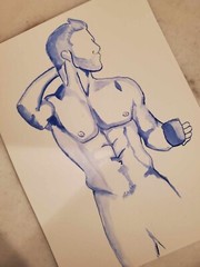 9×12 Watercolor original art minimalist gay art