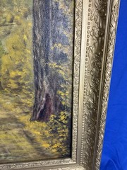 1902 Oil Painting Signed ALT Country Road Landscape Beautiful Frame 28.75 x 25