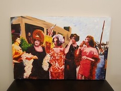 RS SIGNED PAINTING OIL ON CANVAS ’80 36×24 LGBTQ ORIGINAL CONTEMPORARY POP ART