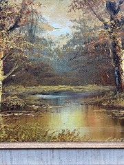 Phillip Cantrell Oil Painting Autumn Glow Landscape Ornate Frame 17.5″ x 15.75″