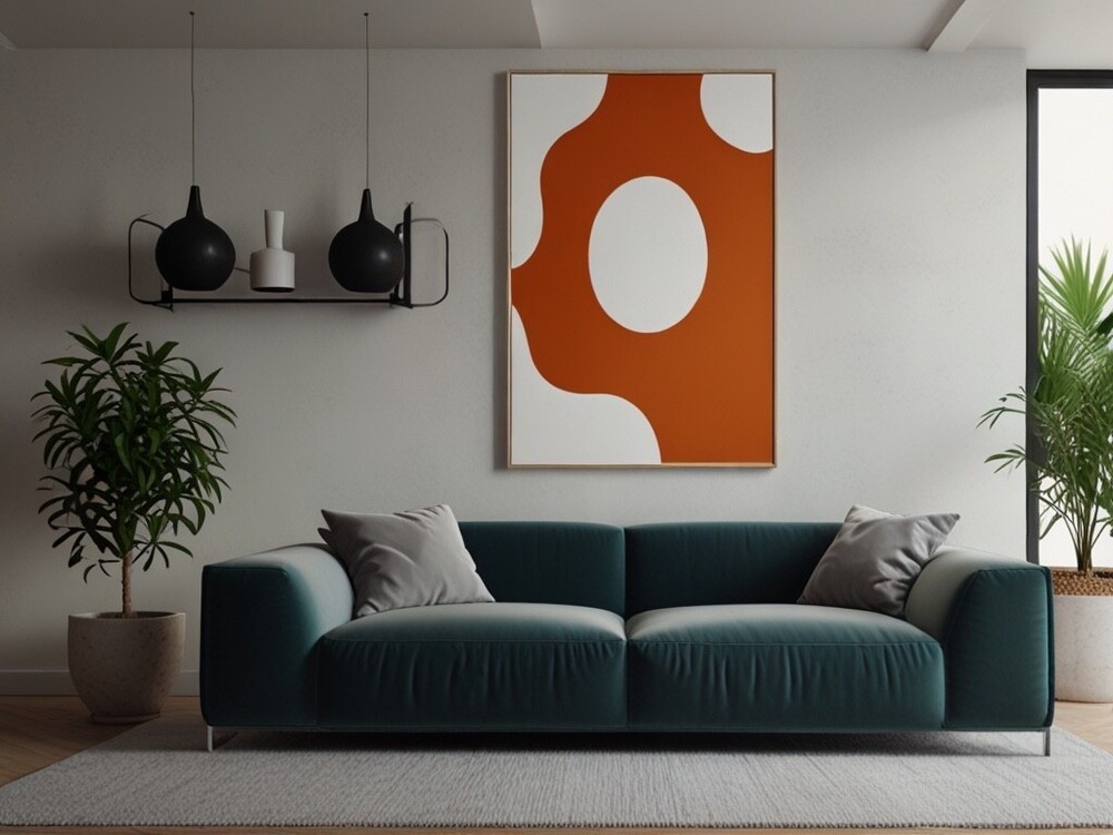 Scandinavia round organic shape LARGE acrylic painting