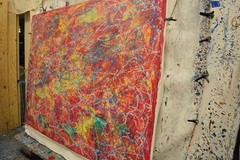 Jackson Pollock Style Giant Canvas Painting 84”X62” (7 Foot) Abstract Modern XL