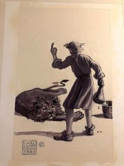 Carl Lundgren Rare Original Published Illustration Art Painting Lion And Man ’83