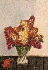 Original Floral Watercolor Painting 5×7 Signed Still Life Flower Vase Art OOAK