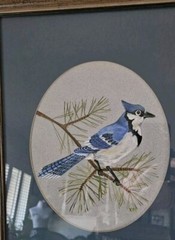 VTG 1988 Orig Blue Jay Watercolor Framed & Matted Signed Yvonne Lowrie 15″ X 12″