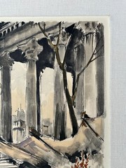Franz Herbelot „La Madeleine et le Marche aux Fleurs“ Litho Watercolor Numbered