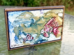 “A River Runs Through It” Ceramic Tile Alcohol Ink Painting