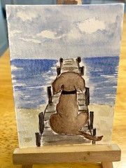 ACEO original watercolor 2.5in x 3.5in „What a View!“ by Angel Rose