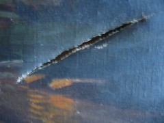R. HAIL, EUROPEAN SCHOOL ANTIQUE OLD OIL PAINTING MOODY LANDSCAPE FIGURES SUNSET