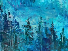 Original Abstract Acrylic Painting on Canvas Board – Abstract Landscape 14×18 in