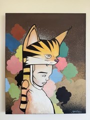 Sam Flores Original Painting 2007, „Tiger Boy,“ Acryllic on Canvas, Signed
