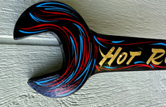 19″ Pinstriped Rat Rod Tool Hand Painted Wrench Hotrod Garage Auto Shop Sign Art