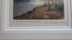 ORIGINAL WATERCOLOR AQUATINT “A WINTRY MORNING” DATED 1900 SIGNED