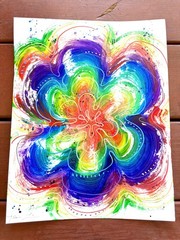 Original Rainbow Tie-Dye Painting By Alannah Dyer- Acrylic 11×14 in. Colorful