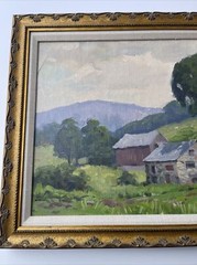 ANTIQUE LANDSCAPE PAINTING AMERICAN WPA ERA California Pennsylvania Ben Marcune