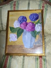 Viterva painting In Gold Colored Frame „Hydrangeas
