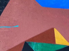 Modern Turquoise Abstract Contemporary oil painting landscape Art Cubism Artwork