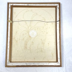 VTG 80s Michael Fishel Black Cat Calla Lily Art Deco Style Frame Painting Signed