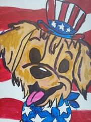 Abstract/Expressionism 11×14 Patriotic Pup Colorful Street Art Painting
