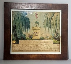 c. 1866 PA German Memorial Watercolor Fraktur Mourning Folk Art in Orig Frame