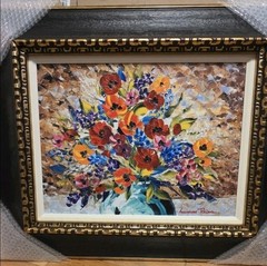 Floral Painting By Alexandre Renoir, Hand Signed And Embellished By The Artist