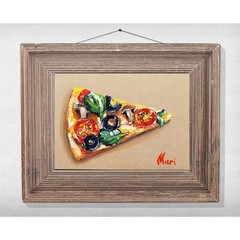 Pizza Vegetariana Painting Still life Original Art Kitchen Fast Food Capricciosa