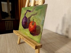Tomato and Onion Oil Painting Original Artwork Tomato Still Life Kitchen Art 6×8
