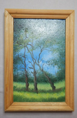MINIATURE LANDSCAPE OIL PAINTING ON BOARD BY BASIA MAKOWSKA P108