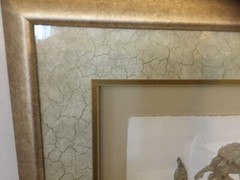 Pair of Wall Art Hand Cast Hand Painted Rag Paper Gold Iris Artist Signed Barnes