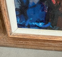 Vintage MCM Abstract Figural Oil Painting Mid Century Modern Art 1960s Signed