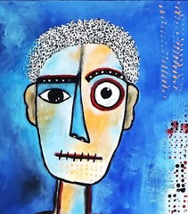 A.Z. Davis 20″X 16″ Painting Abstract Modern Figurative Picasso Style Pop Cubism