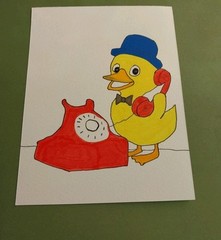 GAT WHIMSICAL ANIMALS Duck Retro Phone IMPRESSIONISM ORIGINAL Painting 6×8 INCH