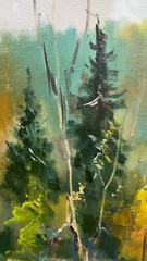 Oil painting Spring Ukrainian painter Canvas Framed Decor original landscape art