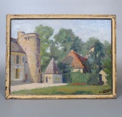 Geo Le Campion (1890-1987) Vintage French Oil Painting Chateau Louvagny Normandy