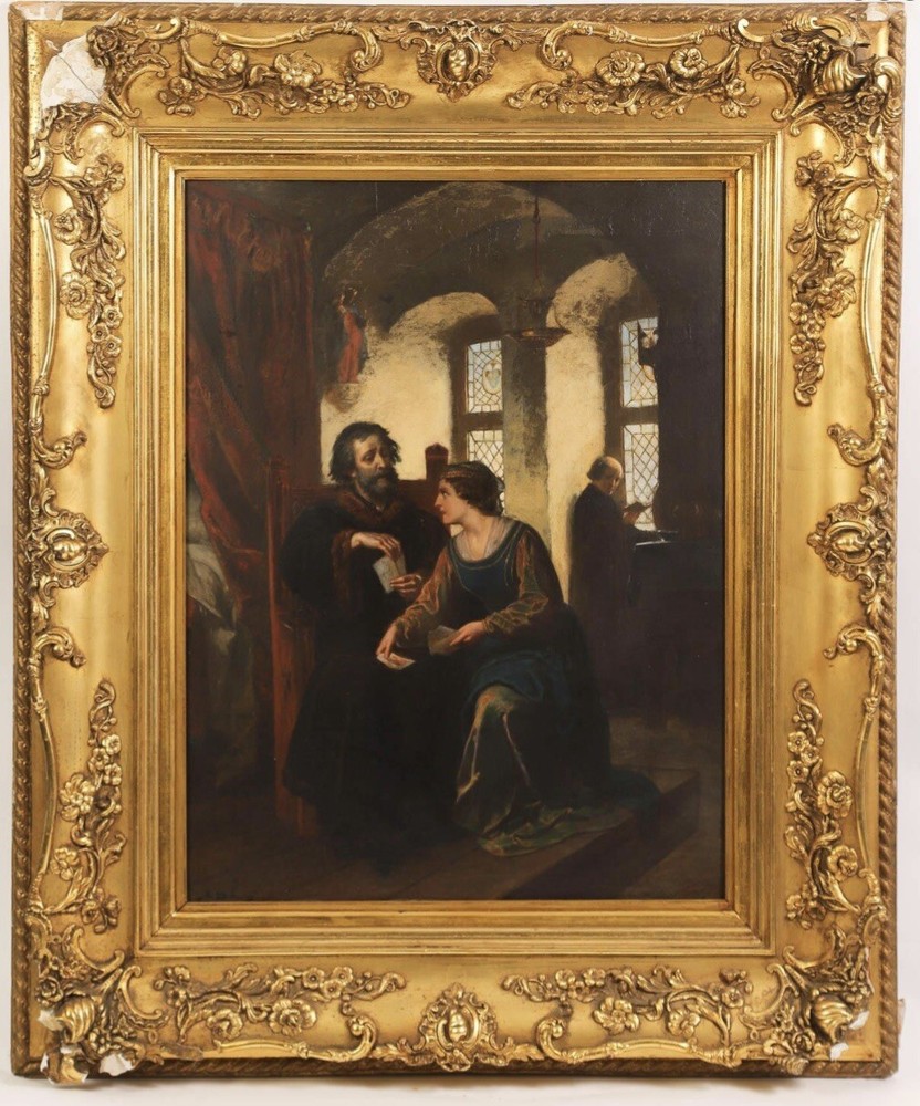 Adolf Dillens (1821-1877), Interior Scene, Oil on Board, 19th century
