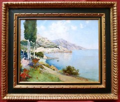 Luigi poggianti French Oil Painting Landscape Italian Italy View Amalfi Coast