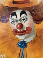 Vintage !  Original Clown Oil Painting By Palencia 