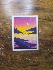 ACEO watercolor Painting Beautiful Sunset (2.5×3.5 inches)