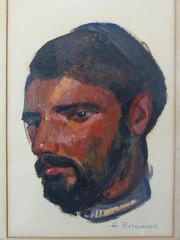 Original Harold Rotenberg Signed Oil on Paper Painting Jewish Man Portrait