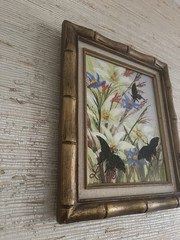 Vintage Floral Art Piece Feature Butterflies And Daisies